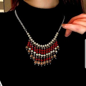 CLEARANCE Emery Rose Bead Tassel Charm Necklace